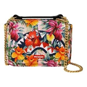 Sprayground Hibiscus Floral Shark Crossbody Bag w/ Matching Wallet New